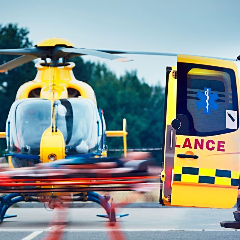 Ambulance and rescue helicopter